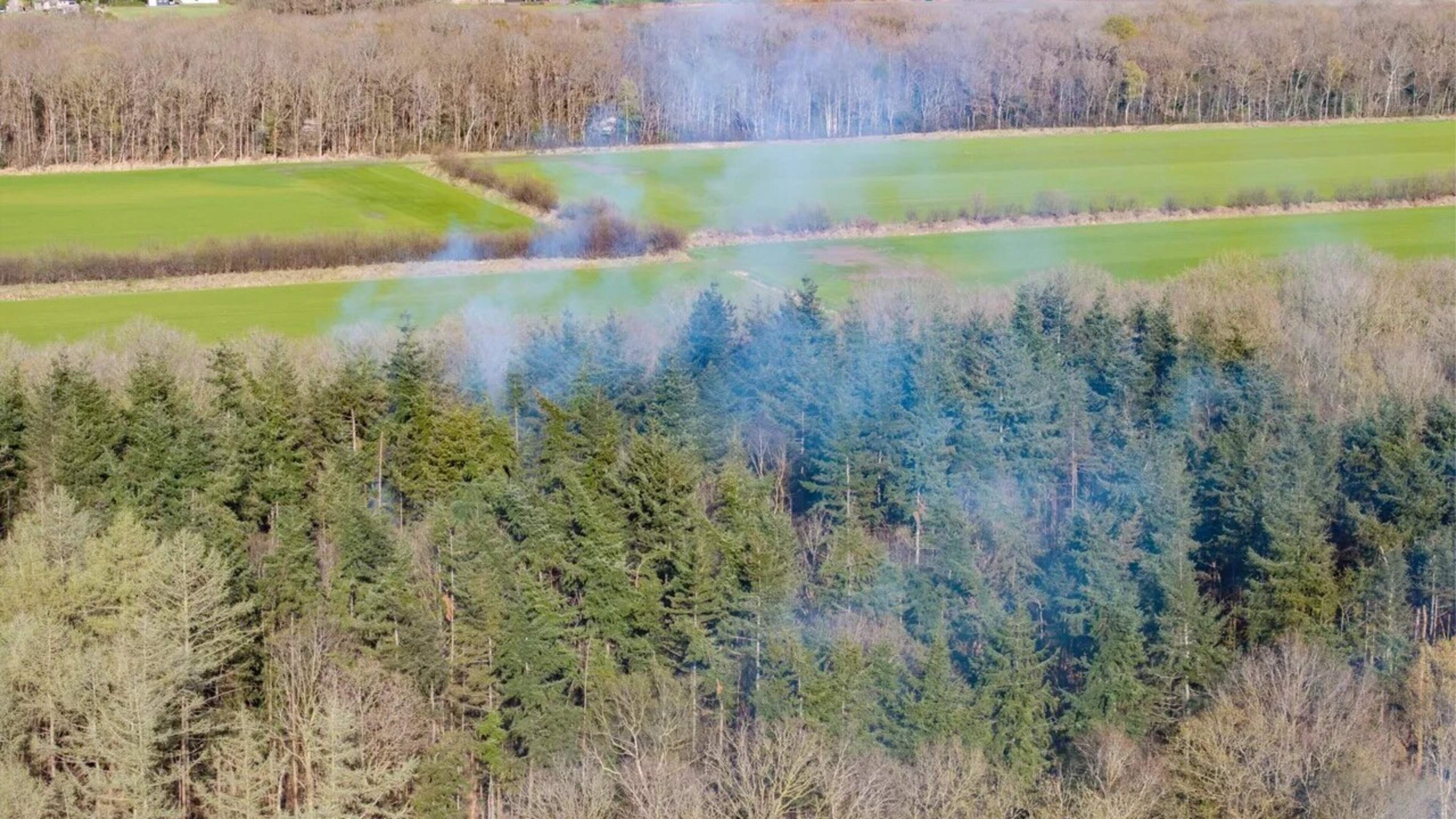 Brand in bos aan Heirweg in Wolvega